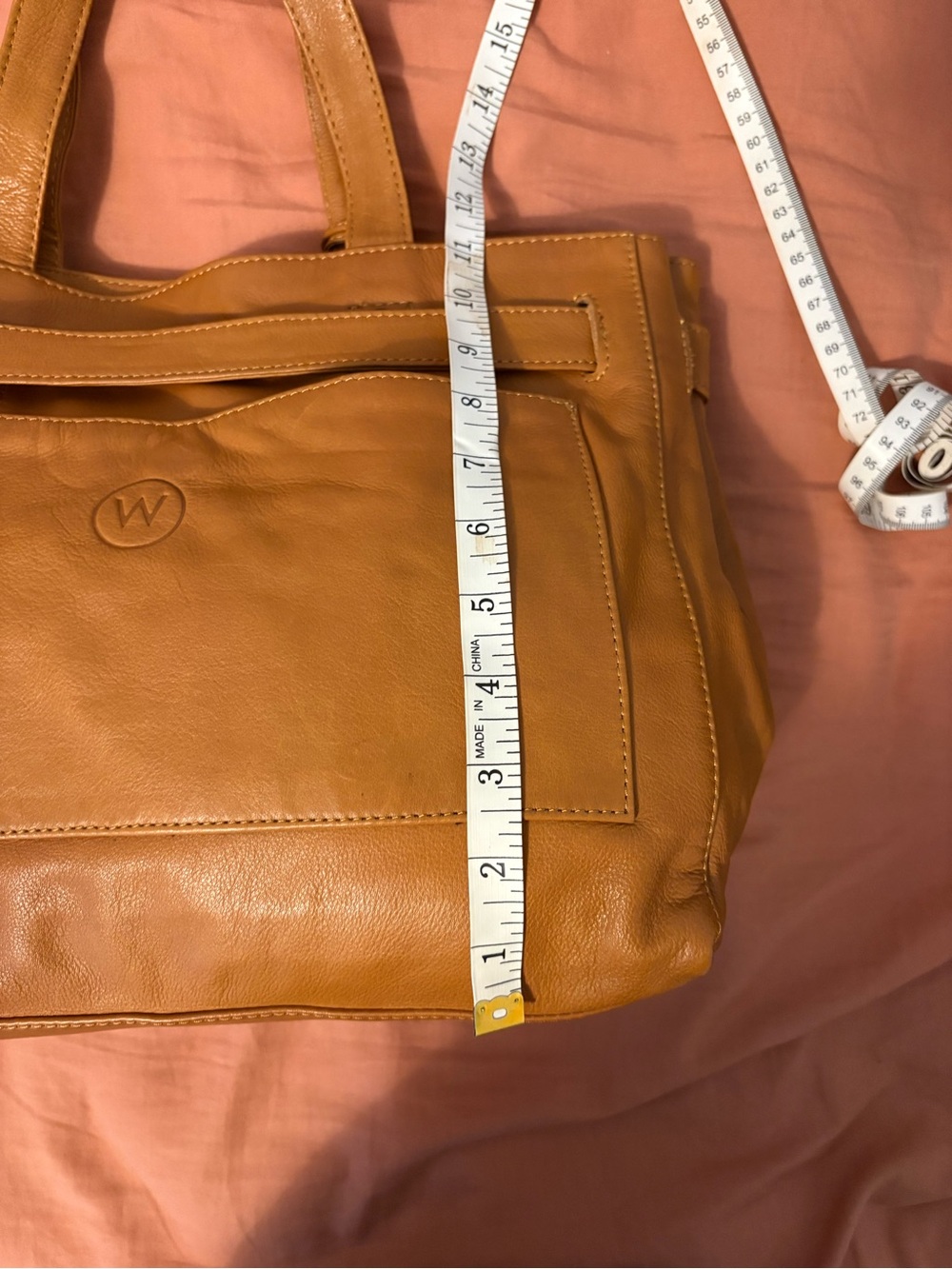 Wanderers Travel Co Tan Leather Shoulder Tote with Front Belt Detail - Picture 6 of 8